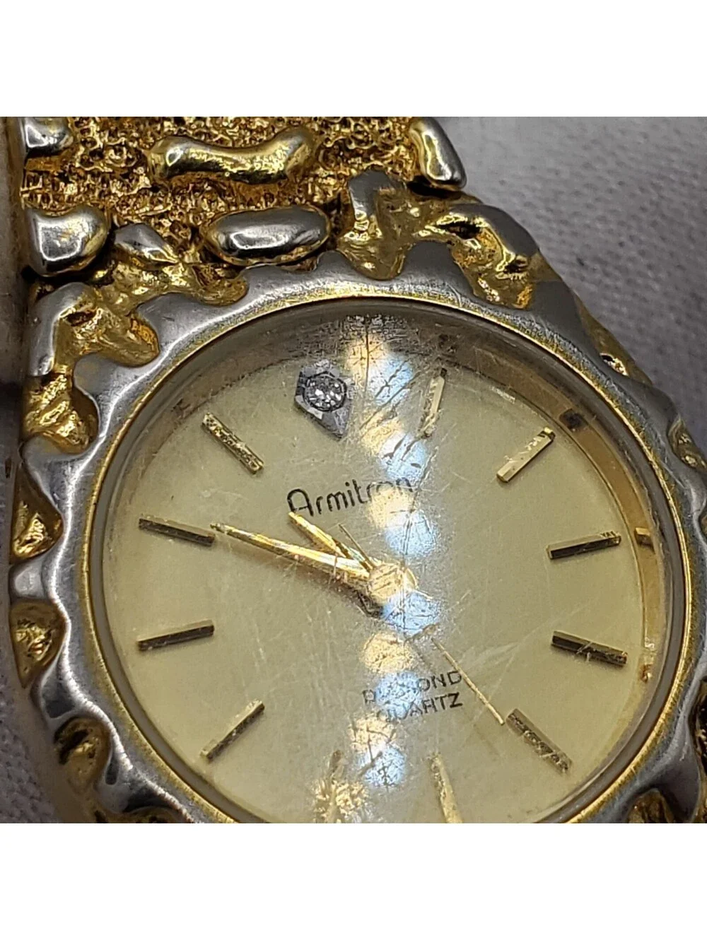 Armitron Gold Nugget Style Watch Women 24mm New Battery